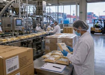 An illustrative image of an food factory ready to export