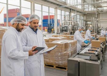 An illustrative image of Industrial packaging production line in action related to food exports